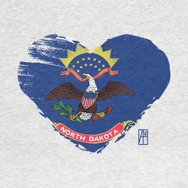 U.S. State - I Love North Dakota - North Dakota Flag by ArtProjectShop